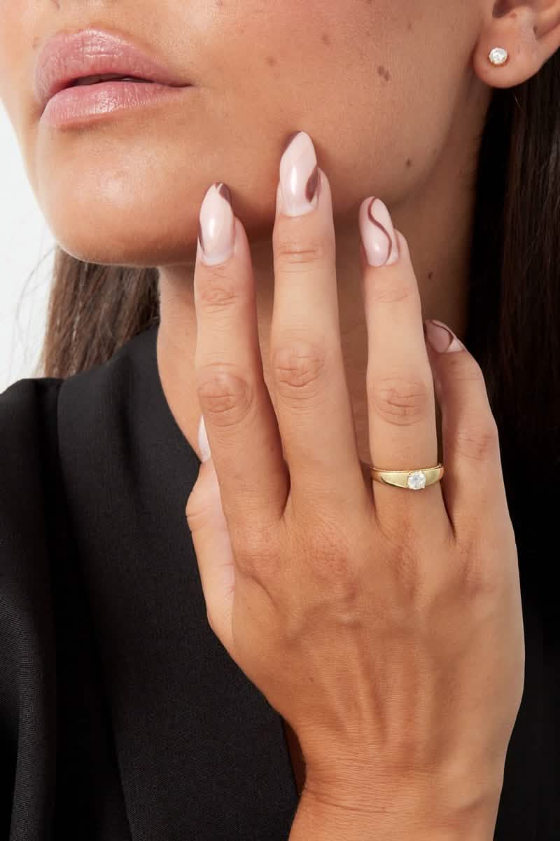 Ring basic with stone - Gold Color - 16