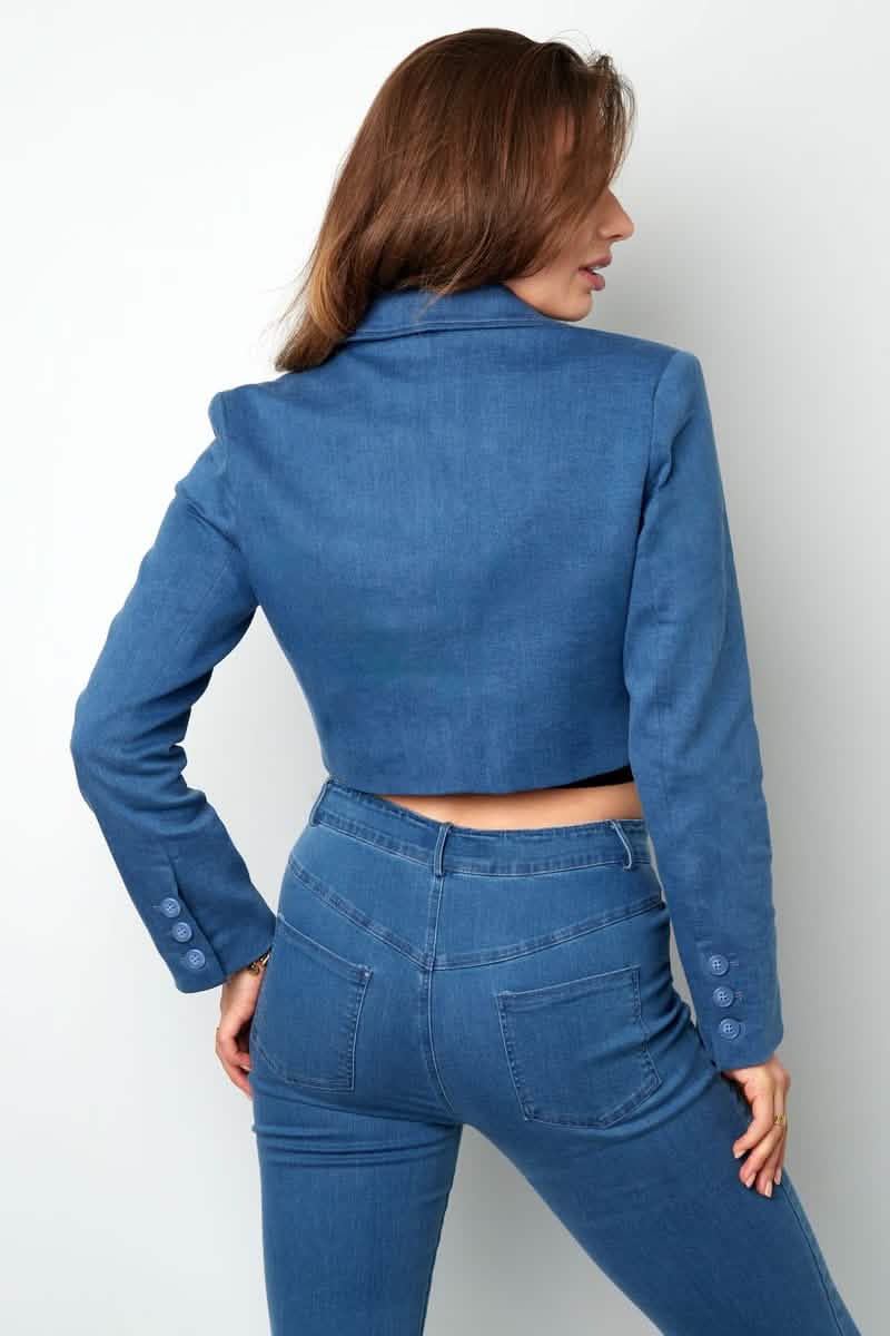 Denim cropped blazerClothes/Women's suit/Ladies' suit setLovirea