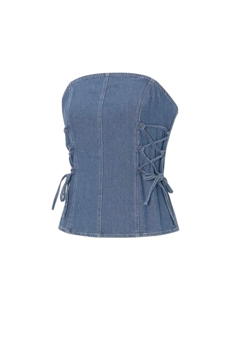 Denim Laced Tube TopClothes/Women's denim/Denim topLovirea