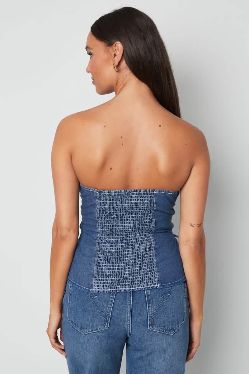 Denim Laced Tube TopClothes/Women's denim/Denim topLovirea