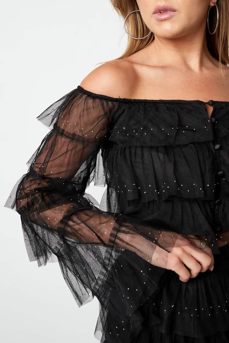 Festival The Sparkly Ruffle TopClothes/Women's Tops/Long sleeve topsLovirea