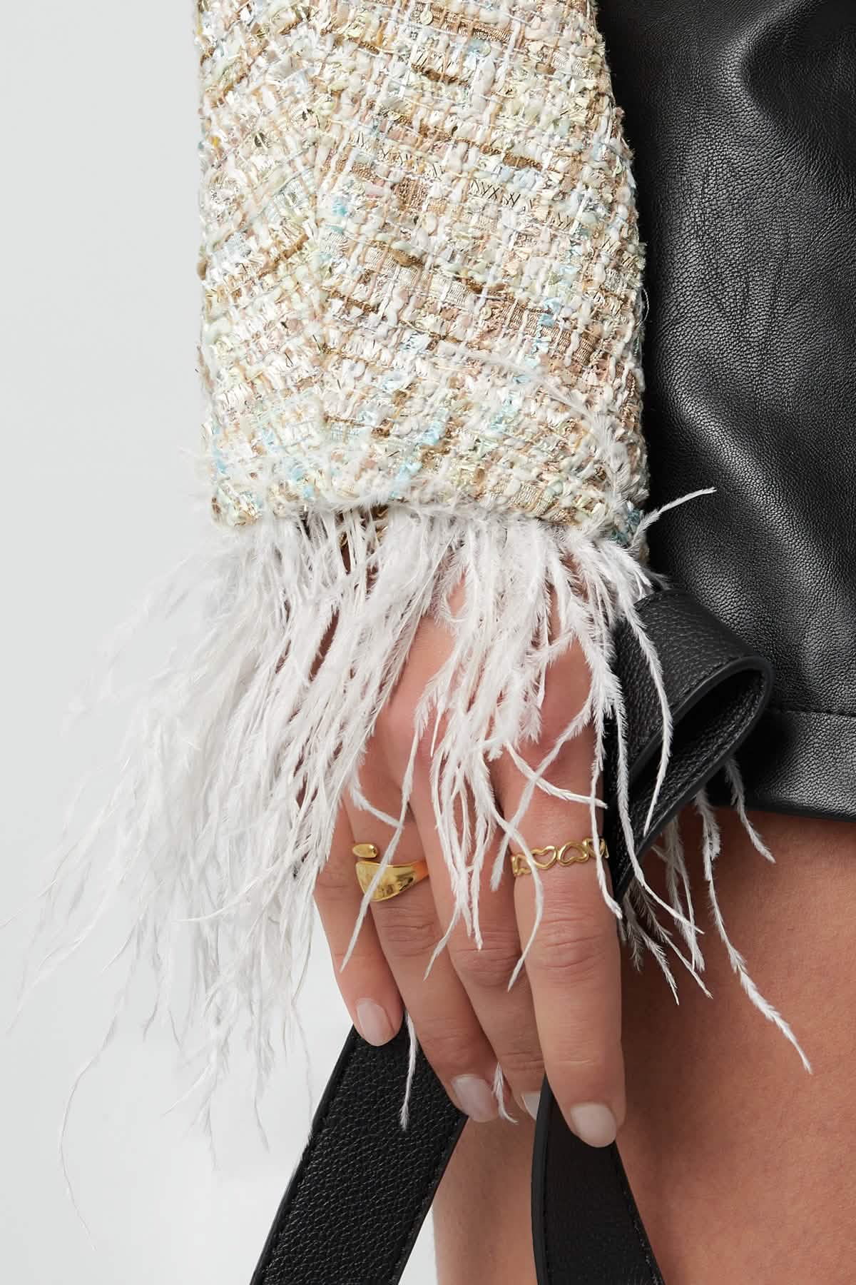 Soft feather jacket with bowsClothes/Women's Tops/Jackets & CoatsLovirea