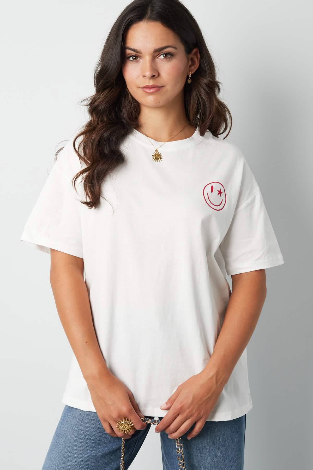 T-shirt happy life smiley - grayClothes/Women's Tops/T-shirtsLovirea