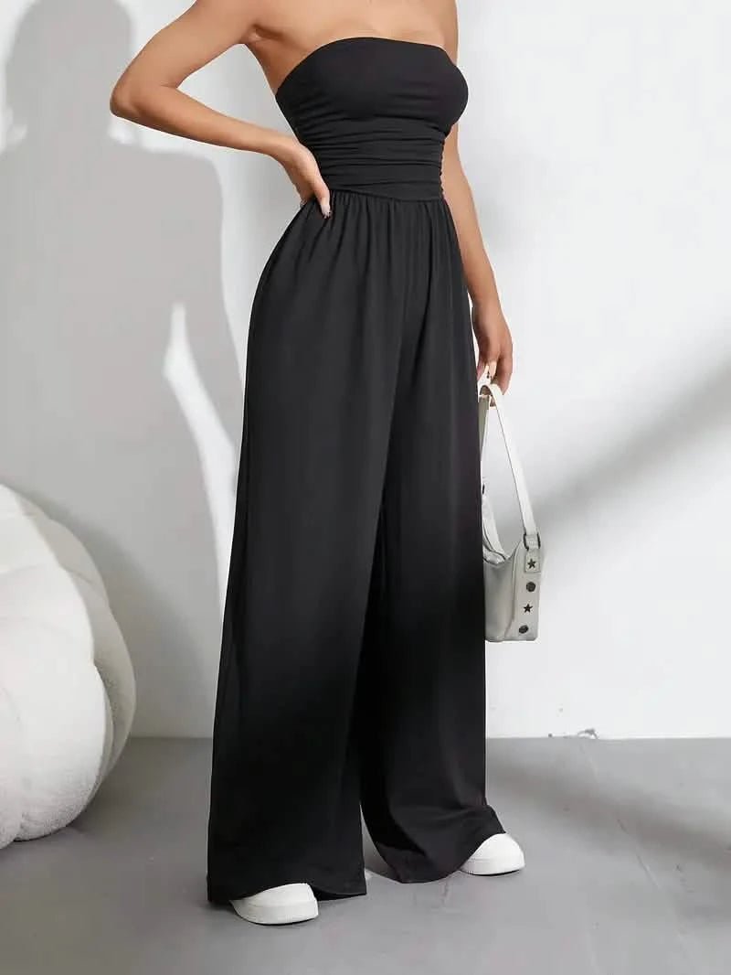 Zwarte strapless jumpsuit – elegantLovirea