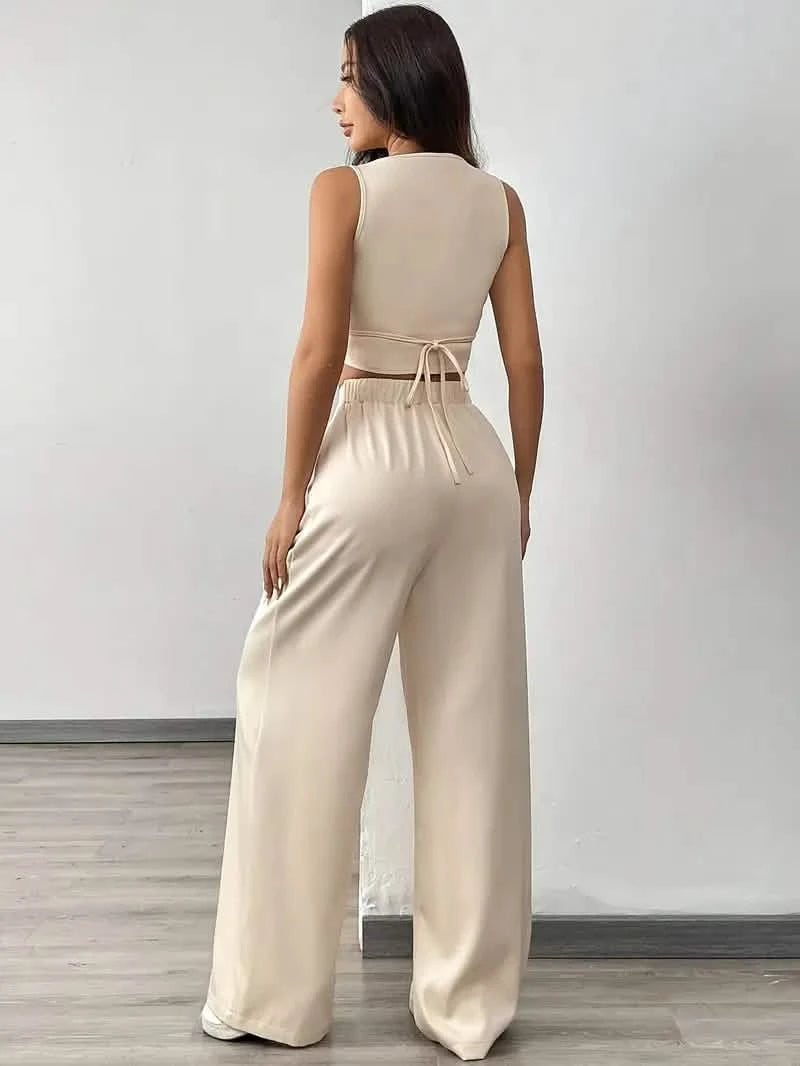 Beige Mouwloze Jumpsuit Dripsz