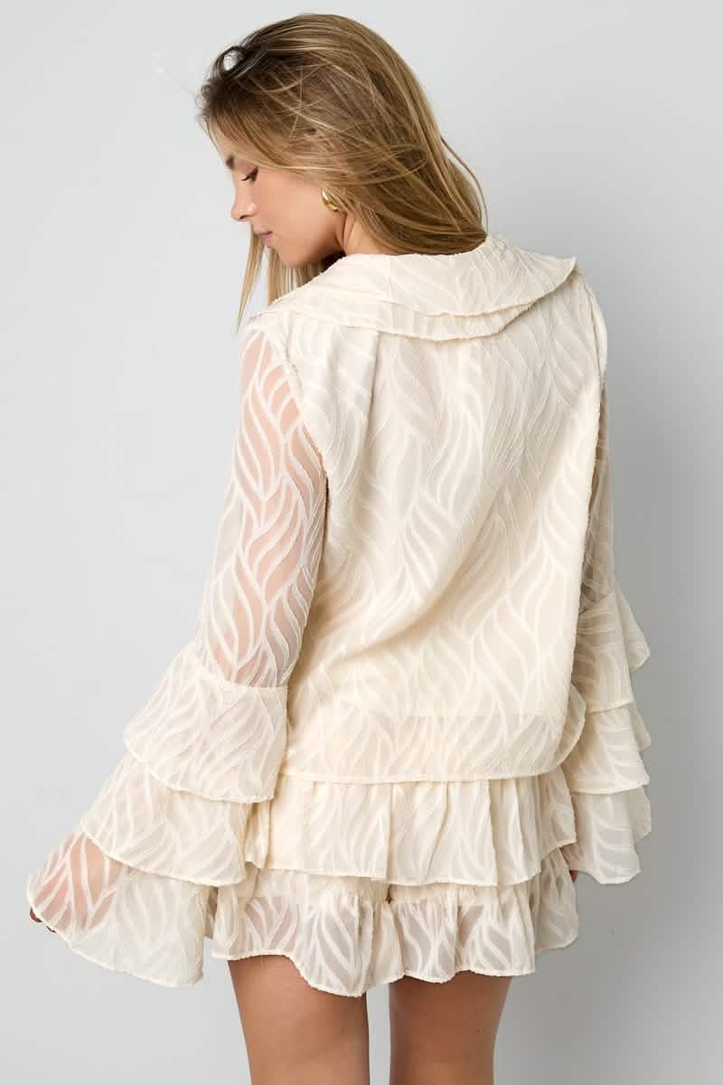 Co - ord Set White Leaves - Long Sleeve TopsClothes/Women's Tops/Long sleeve topsLovirea