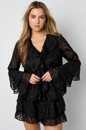 Co-ord Set White Leaves - Long Sleeve Tops