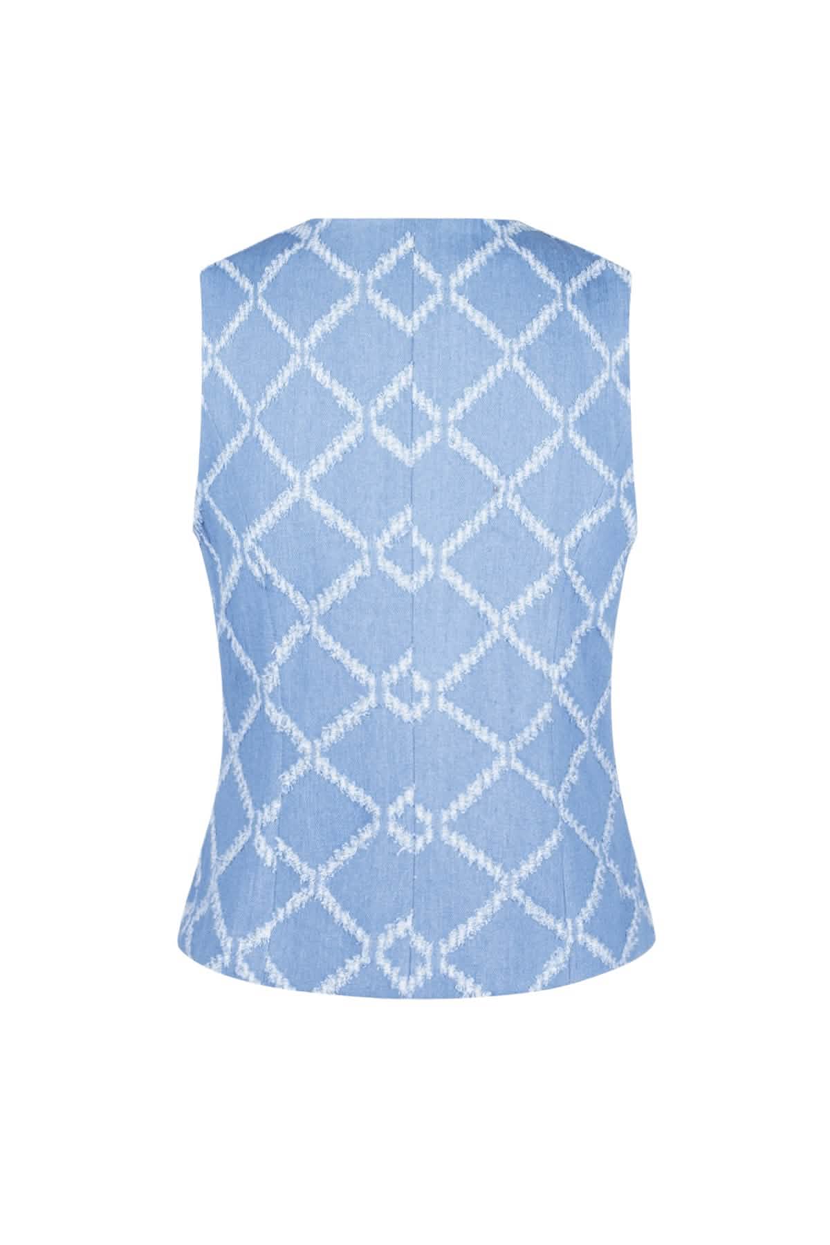 Cotton Women's Sleeveless Top Buttoned Geometric PatternClothes/Women's Tops/Sleeveless topsLovirea