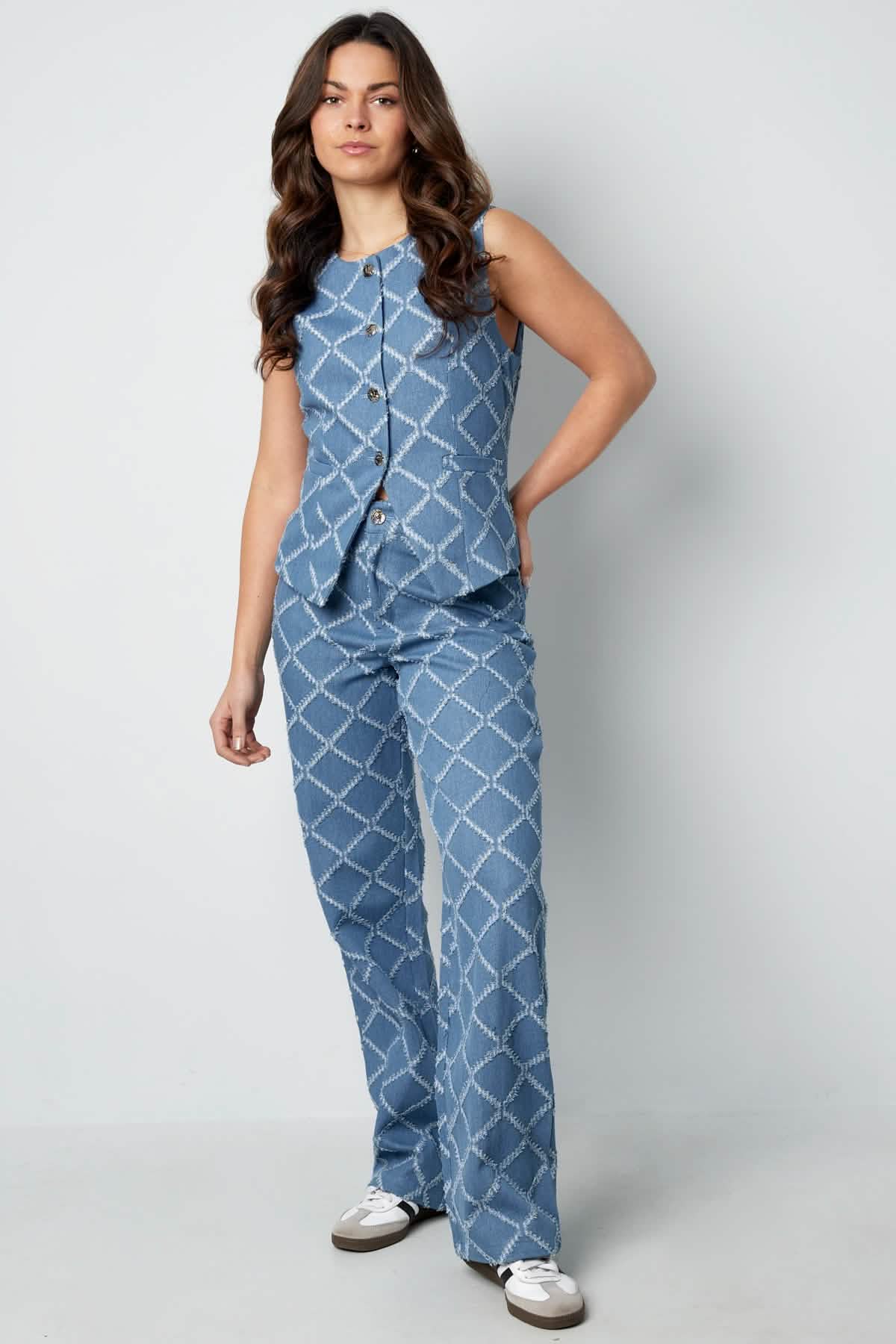 Cotton Women's Sleeveless Top Buttoned Geometric PatternClothes/Women's Tops/Sleeveless topsLovirea