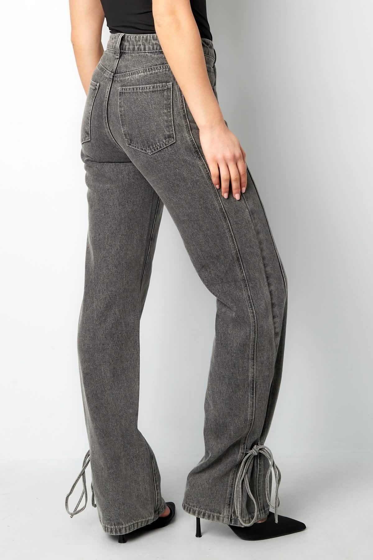 Cotton Woven Women's Straight Leg Denim Pants Casual Knot DetailClothes/Women's denim/Denim pantsLovirea