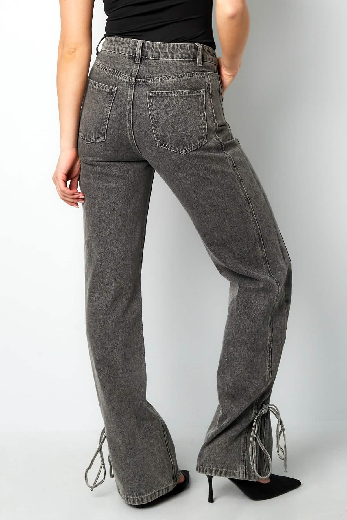 Cotton Woven Women's Straight Leg Denim Pants Casual Knot DetailClothes/Women's denim/Denim pantsLovirea