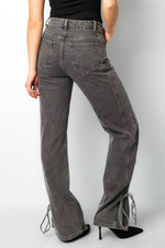Cotton Woven Women's Straight Leg Denim Pants Casual Knot DetailClothes/Women's denim/Denim pantsLovirea