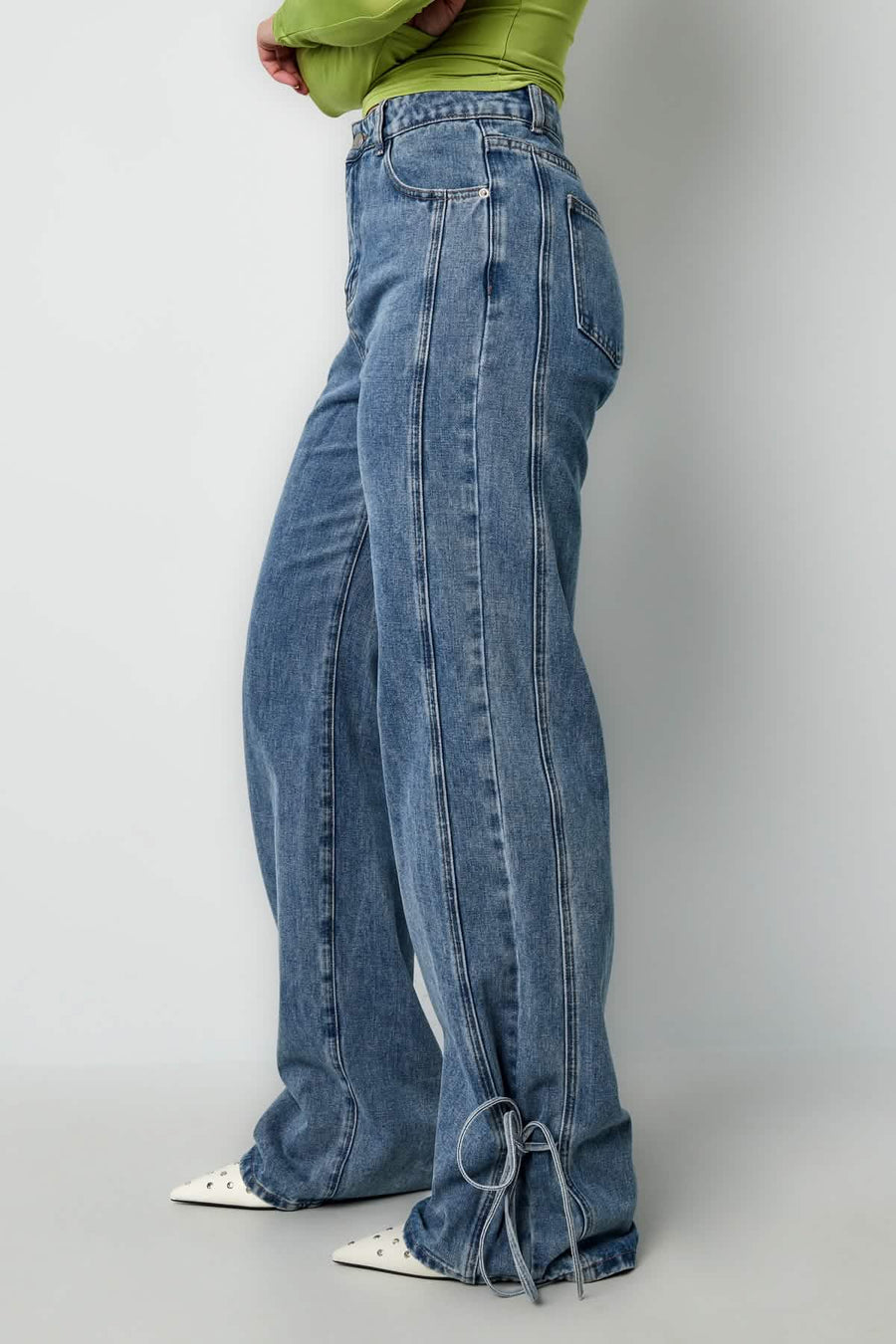 Cotton Woven Women's Straight Leg Denim Pants Casual Knot DetailClothes/Women's denim/Denim pantsLovirea