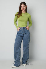 Cotton Woven Women's Straight Leg Denim Pants Casual Knot DetailClothes/Women's denim/Denim pantsLovirea