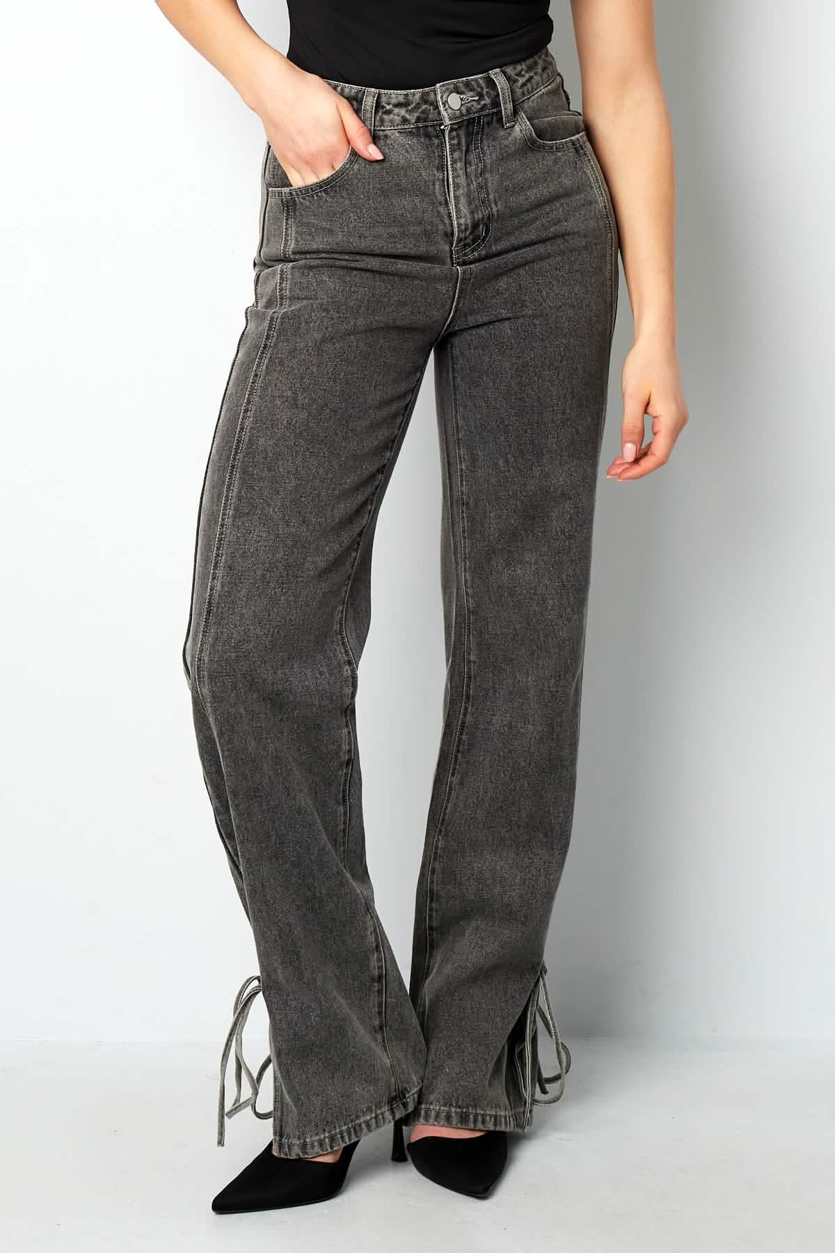 Cotton Woven Women's Straight Leg Denim Pants Casual Knot DetailClothes/Women's denim/Denim pantsLovirea