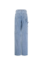 Cotton Woven Women's Straight Leg Denim Pants Casual Solid Color Medium IndigoClothes/Women's denim/Denim pantsLovirea