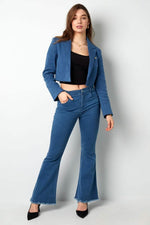 Denim cropped blazerClothes/Women's suit/Ladies' suit setLovirea