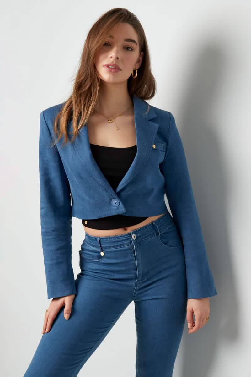 Denim cropped blazerClothes/Women's suit/Ladies' suit setLovirea
