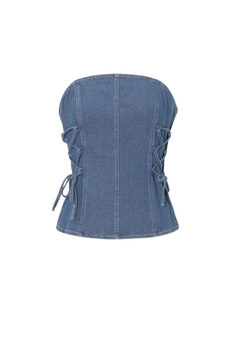 Denim Laced Tube TopClothes/Women's denim/Denim topLovirea