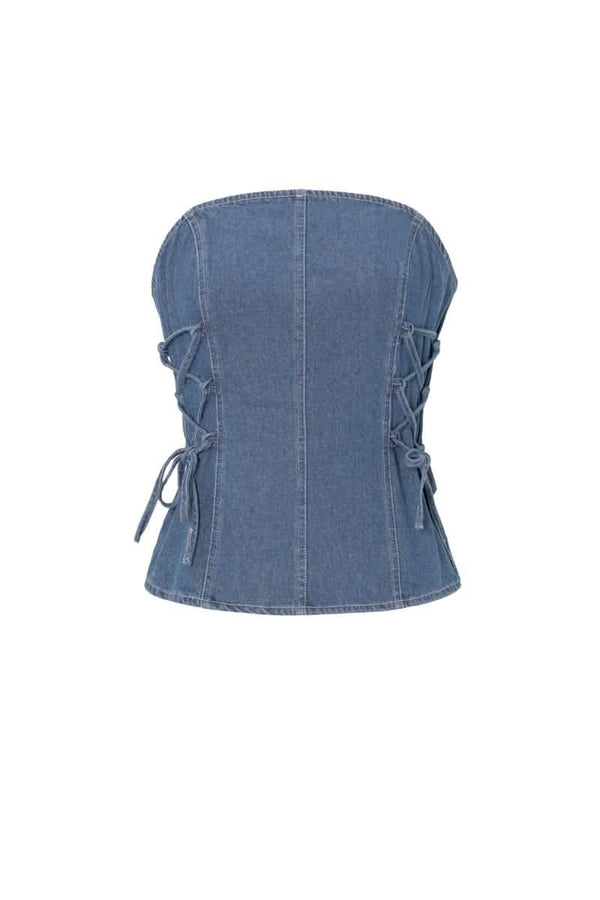 Denim Laced Tube TopClothes/Women's denim/Denim topLovirea