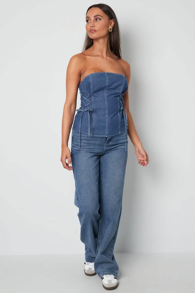 Denim Laced Tube TopClothes/Women's denim/Denim topLovirea