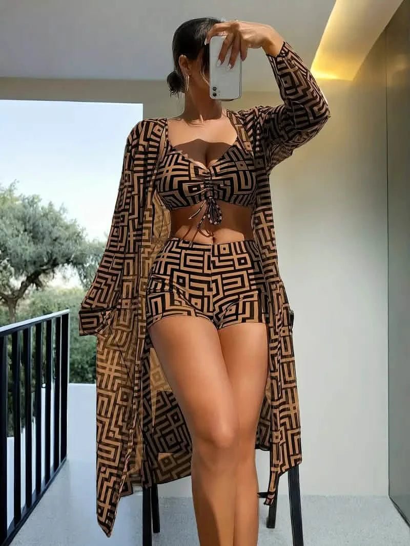 Driedelige set in donkere koffiekleurLovirea