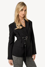 zwarte double belt blazer lovirea