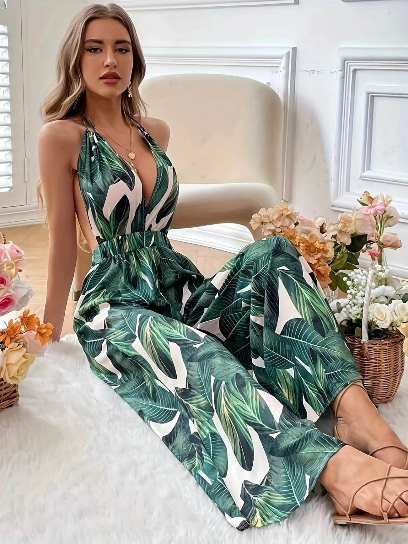 Jurk met tropische print Dripsz