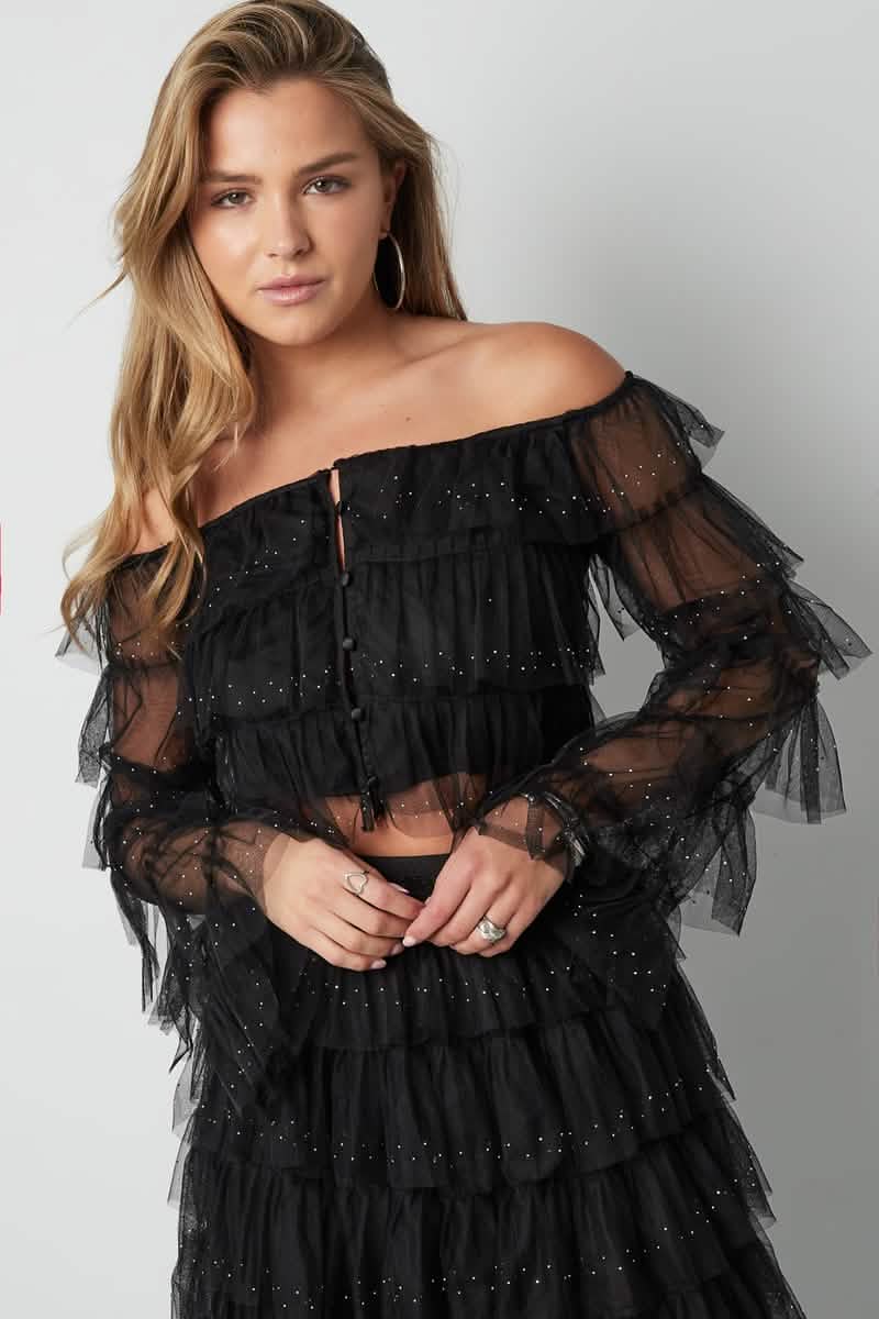 Festival The Sparkly Ruffle TopClothes/Women's Tops/Long sleeve topsLovirea