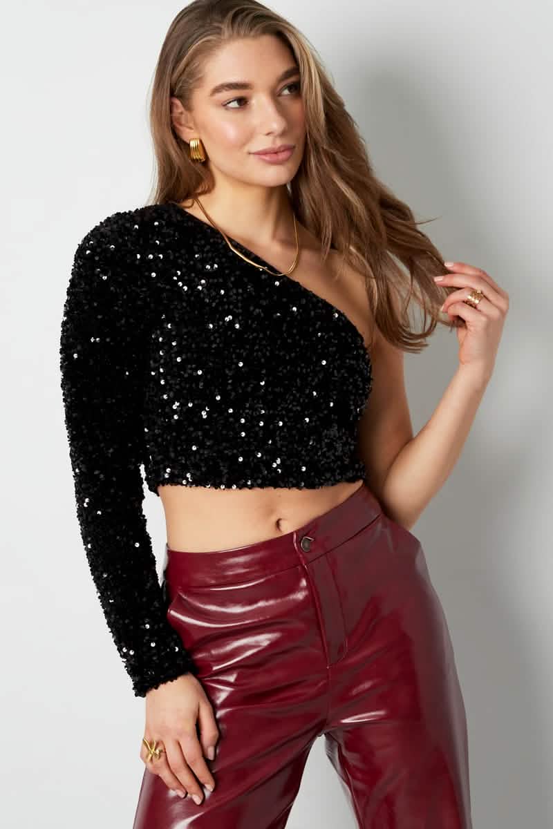 Glitter one shoulder topClothes/Women's Tops/Sleeveless topsLovirea