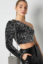 Glitter one shoulder topClothes/Women's Tops/Sleeveless topsLovirea