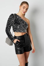 Glitter one shoulder topClothes/Women's Tops/Sleeveless topsLovirea