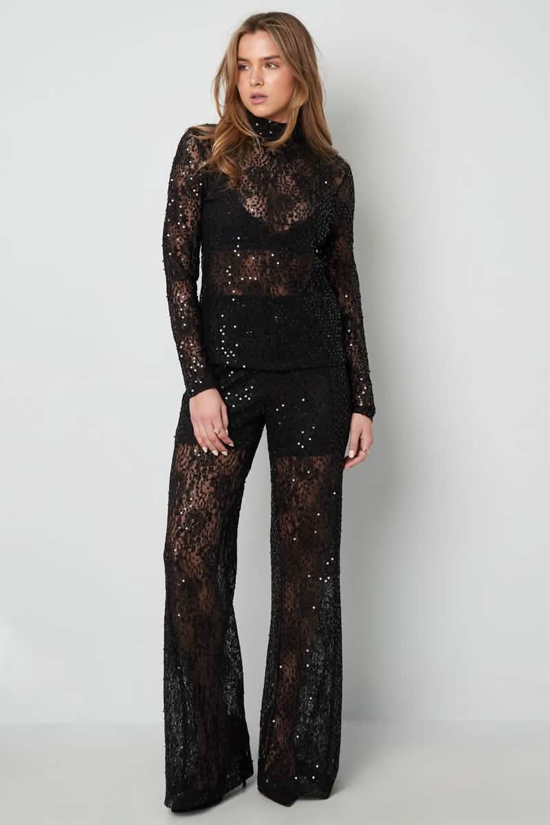 Lace top with glitterClothes/Women's Tops/Long sleeve topsLovirea