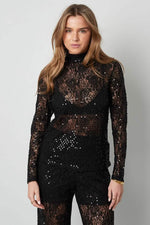 Lace top with glitterClothes/Women's Tops/Long sleeve topsLovirea