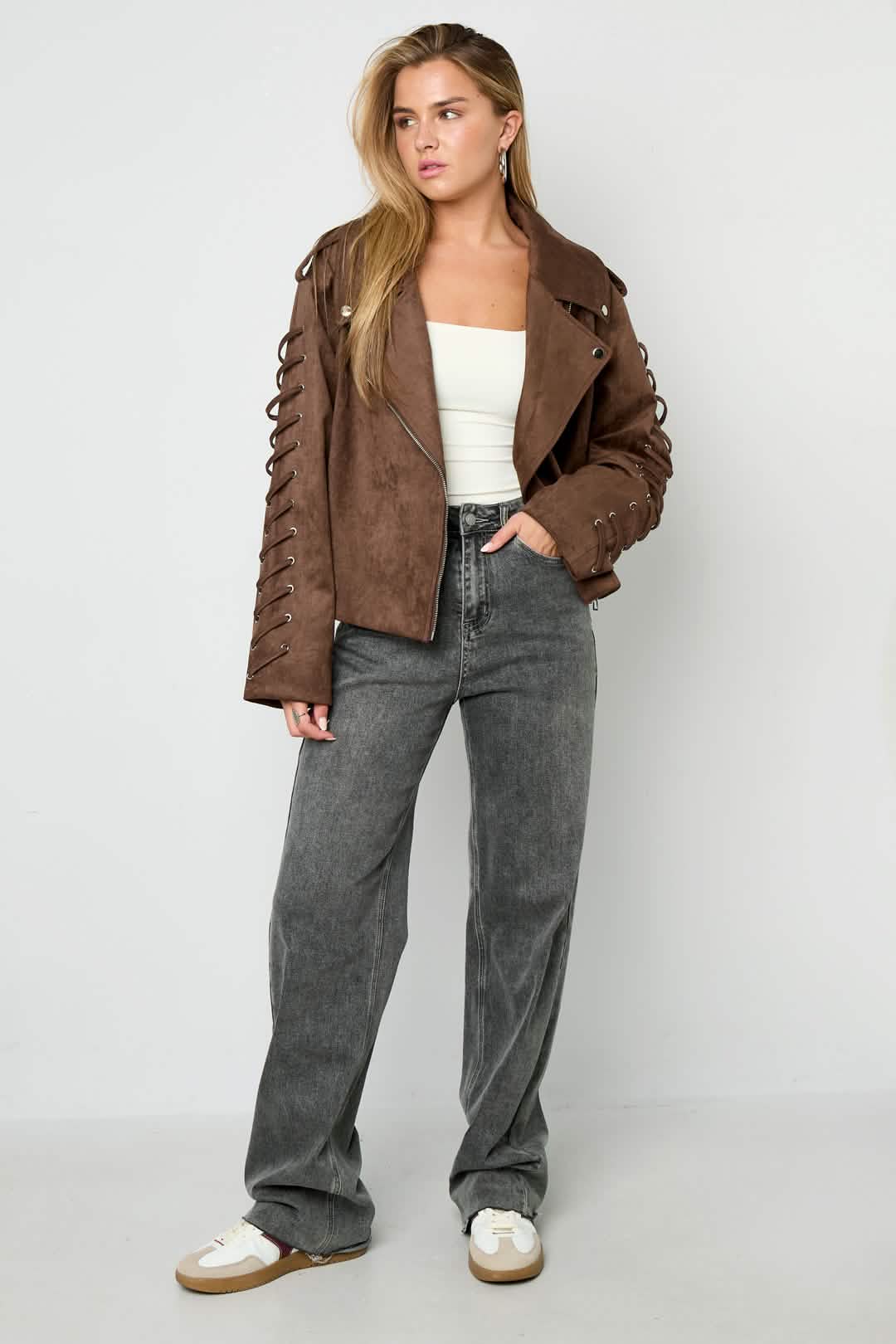 Laced Suede JacketClothes/Women's Tops/Jackets & CoatsLovirea