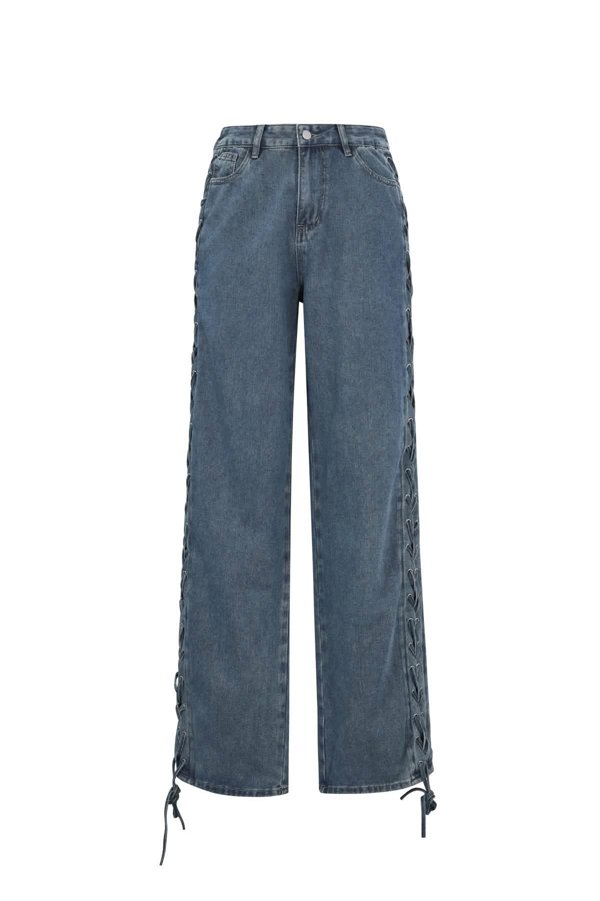 Laced Up JeansClothes/Women's denim/Denim pantsLovirea