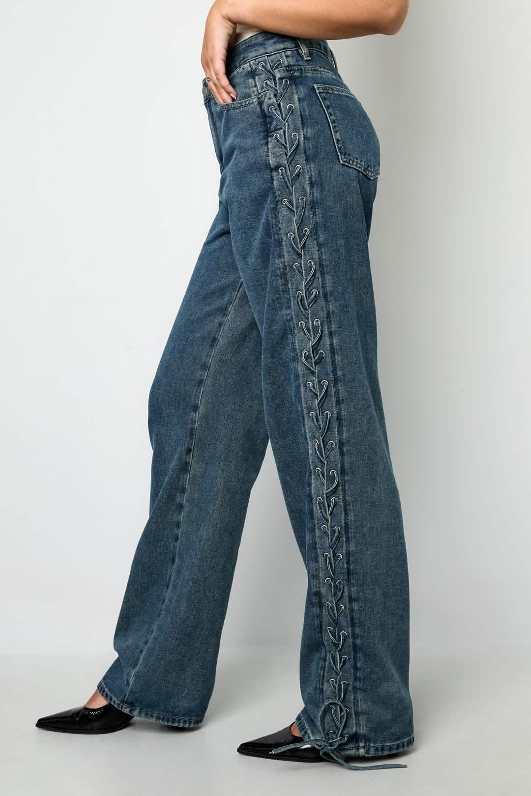 Laced Up JeansClothes/Women's denim/Denim pantsLovirea