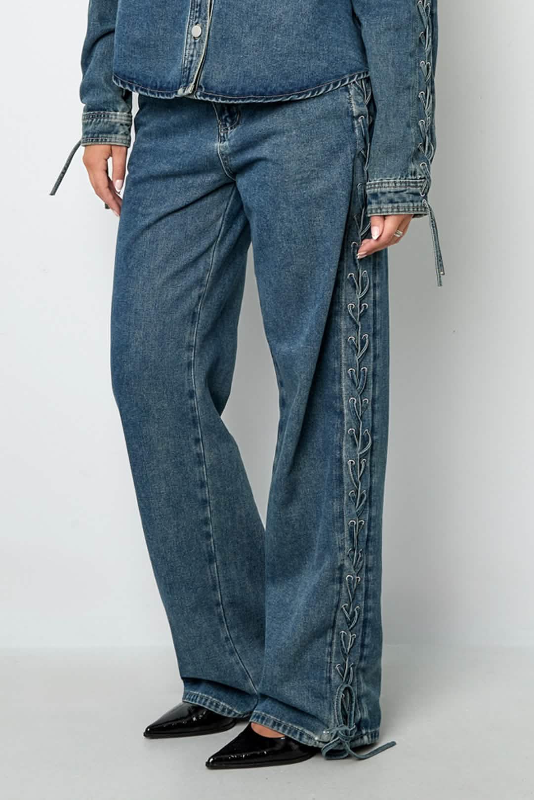 Laced Up JeansClothes/Women's denim/Denim pantsLovirea