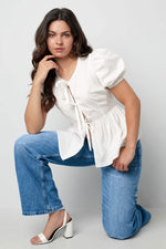 Must - have peplum blouse with bowsClothes/Women's Tops/Short sleeve topsLovirea