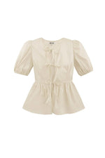Must - have peplum blouse with bowsClothes/Women's Tops/Short sleeve topsLovirea