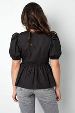 Must - have peplum blouse with bowsClothes/Women's Tops/Short sleeve topsLovirea