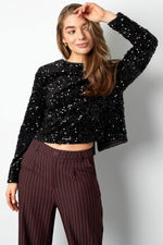 Party top with sequinsClothes/Women's Tops/Long sleeve topsLovirea