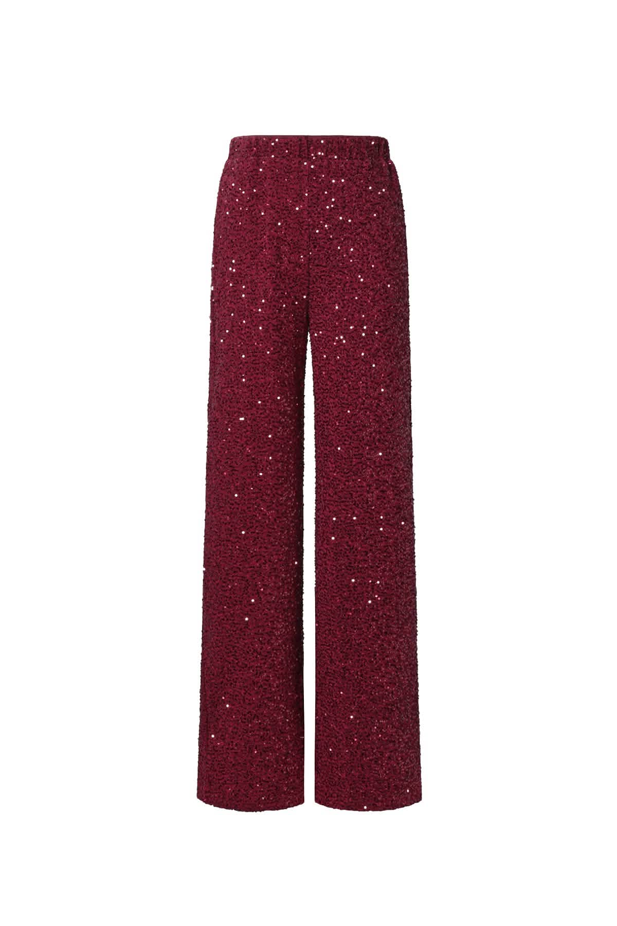 Polyester fiber (polyester) Straight pants Sequins Elegant Fall/Winter ClothesClothes/Women's Bottoms/Straight pantsLovirea