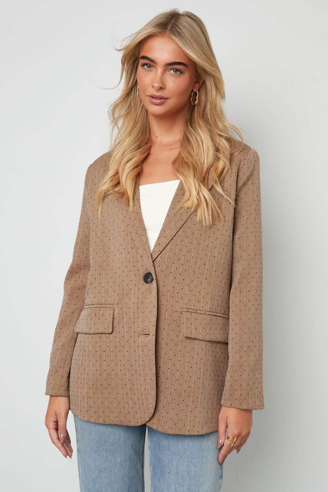 Rhinestone Striped BlazerClothes/Women's suit/Ladies' suit setLovirea