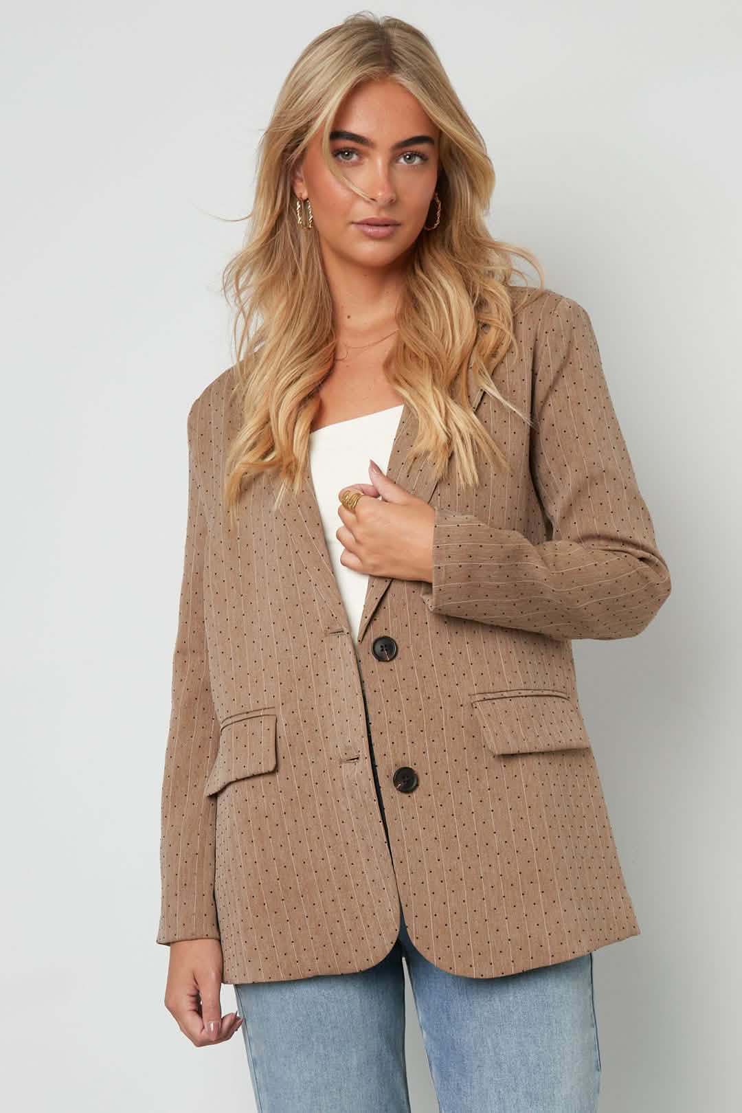 Rhinestone Striped BlazerClothes/Women's suit/Ladies' suit setLovirea