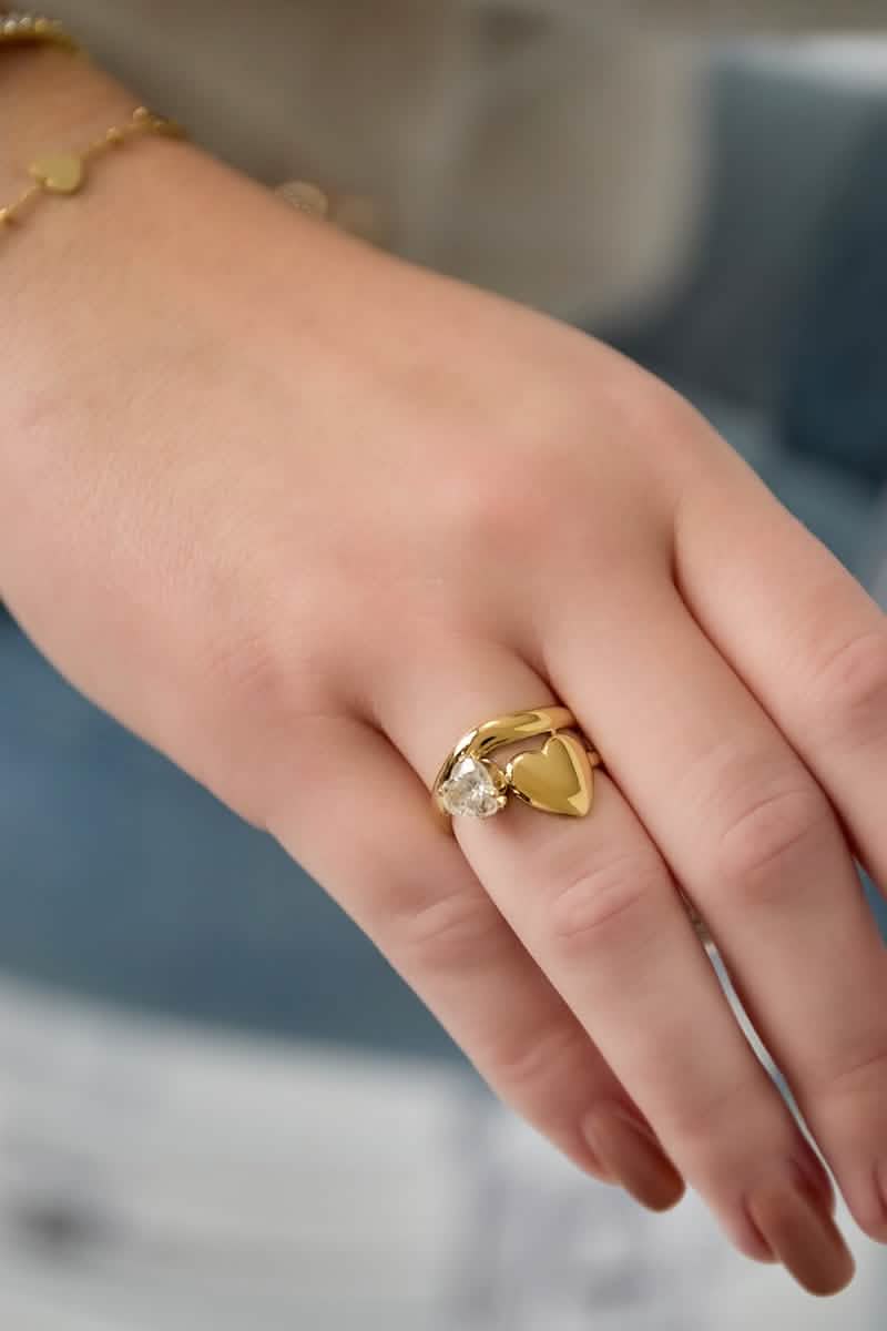 Stainless Steel Gemstone Rings HeartWomen's jewelry/Rings/Gemstone RingsLovirea