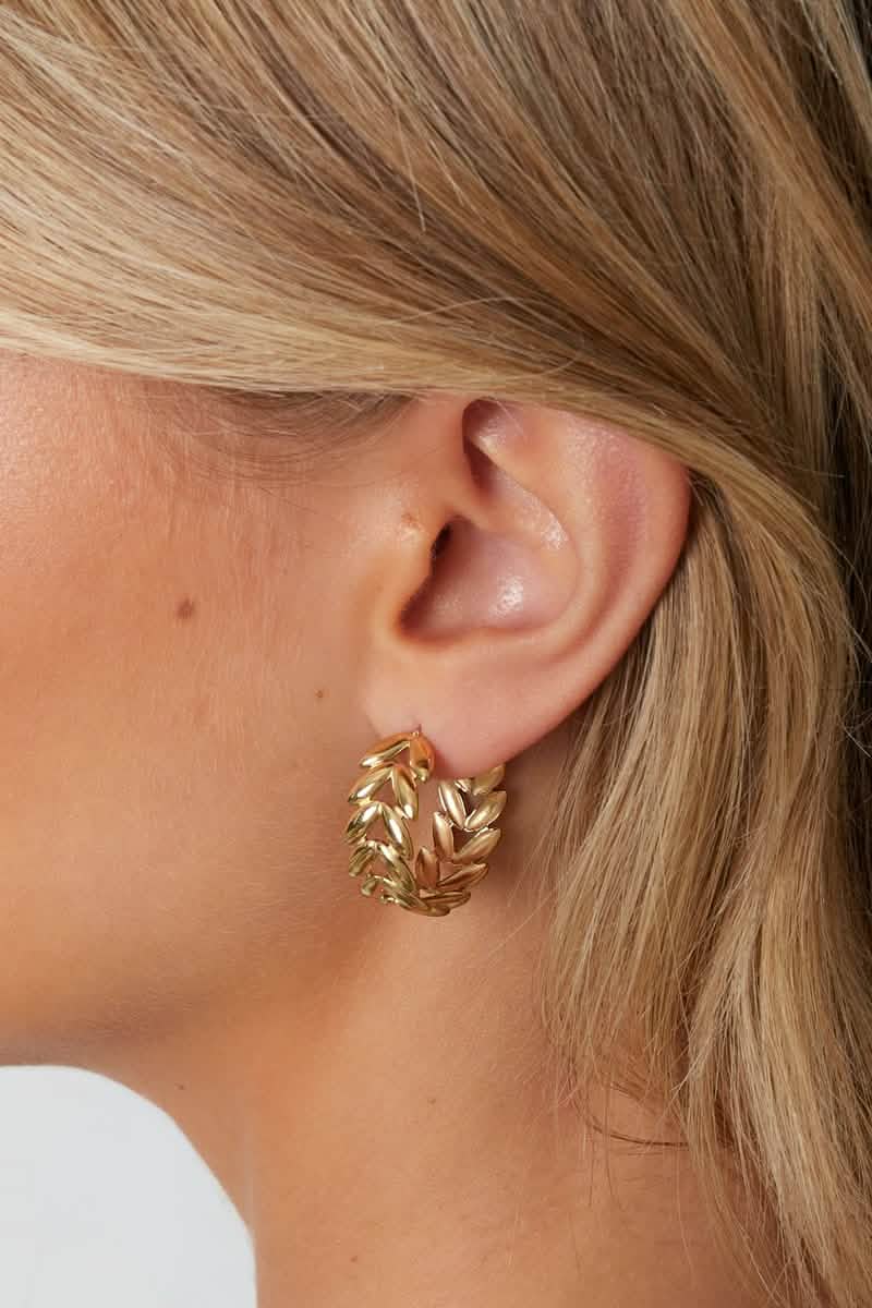 Stainless Steel Hoop Earrings leaf