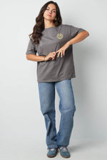 T-shirt happy life smiley - grayClothes/Women's Tops/T-shirtsLovirea