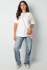 T-shirt happy life smiley - gray