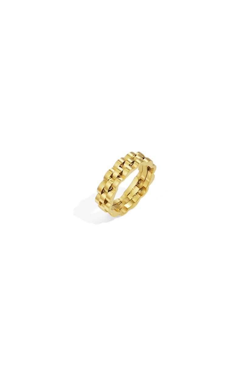 Vergulde structuur - ring – 18K,Women's jewelry/Rings/Minimalist RingsLovirea